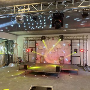 Light show setup at escoffier.